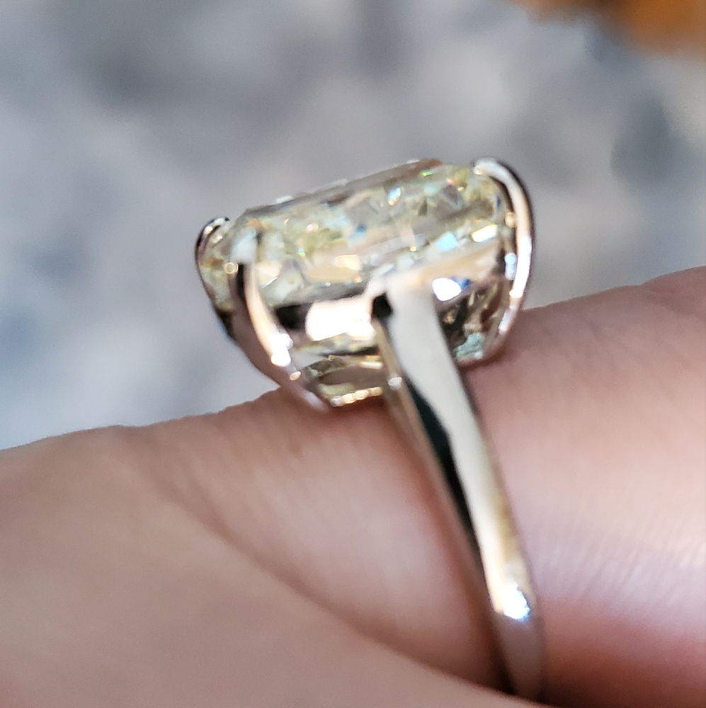 12CTW Assher Cut Radiant Ice Crushed High Carbon Lab Diamond Ring 925 Stamped - Picture 6 of 13